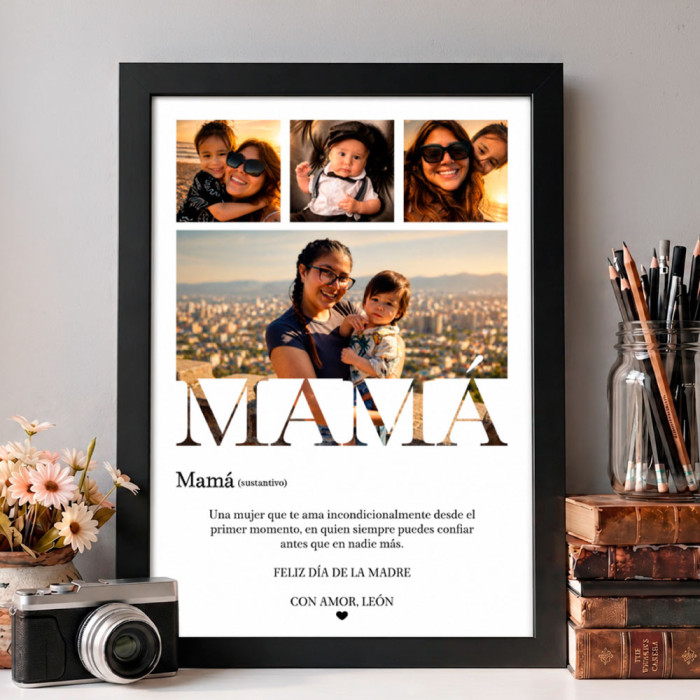 Cuadro para mamá - Diseño diccionario - marco negro