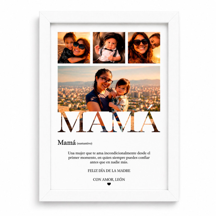 Cuadro para mamá - Diseño diccionario - marco blanco