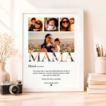Cuadro para mamá - Diseño diccionario - marco blanco