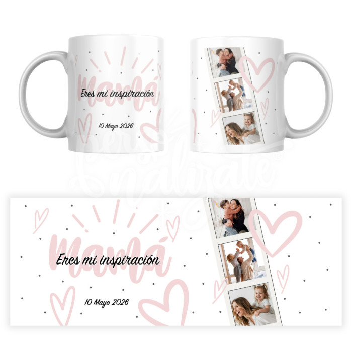 Tazón personalizado para mamá - diseño corazones